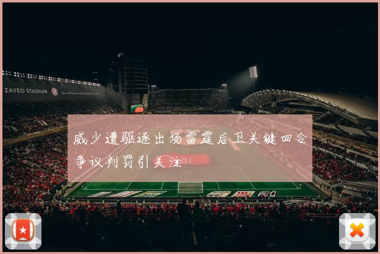 威少遭驱逐出场雷霆后卫关键回合争议判罚引关注